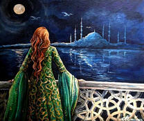 Принцесса ночью у озера