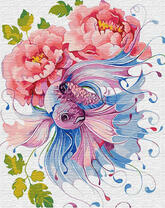 Рыбка и розовые цветы