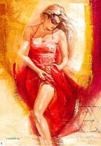 Девушка поправляет платье