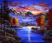 Осенние краски и красочное горное озеро