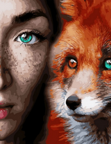 Портрет девушки и лисы