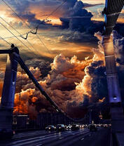 Ночной траффик на Бруклинском мосту