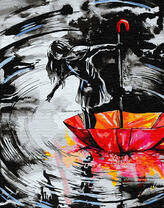 Девушка  в зонтике 