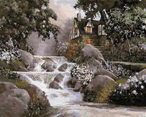 Загородный дом у реки с порогами