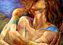 Нежные влюбленные объятия