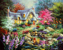 Сказочный домик и цветущий сад