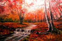 Рассвет в лесу поздней осенью