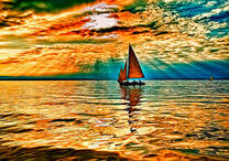 Парусная лодка под ярким солнцем