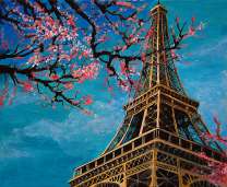 Вид на Эйфелеву башню через цветы