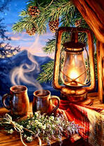 Теплый чай на природе вечером