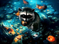 Енот и золотые рыбки