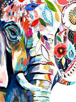 Индийский слон и цветы