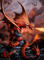 Красный дракон с драконятами