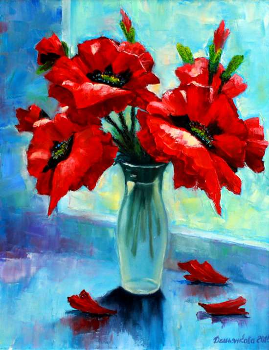 Картина по номерам 40x50 GX32983 Букет красных маков за 519 руб.  в интернет-магазине  в Москве Картина по номерам 40x50 Букет красных маков