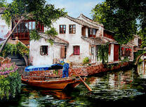 Лодочки у домика на реке