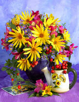 Яркий букет в кувшине