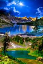 Лунная ночь над горным озером