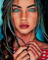 Милая девушка в красном платье в горошек