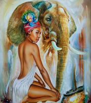 Негритянка и слон