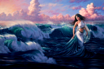 Морская дева в волнах