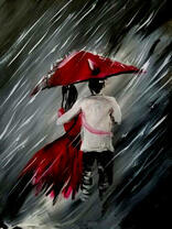 Пара под шквальным дождем