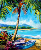 Лодка на берегу океана