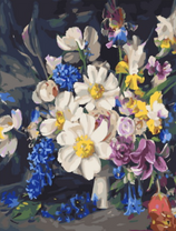 Букет с аменон, ирисов и гиацинтов