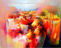 Яркий городок и вазы