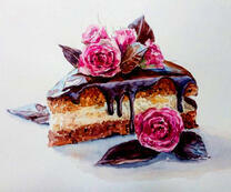 Шоколадный тортик и розы