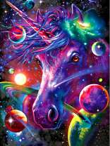 Единорог и планеты в космосе