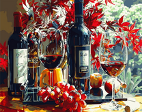 Красное вино и осенний букет