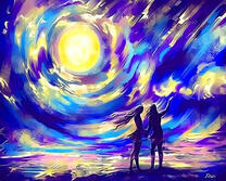 Двое под необычным солнечным небом