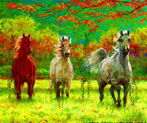 Лошади на осенней прогулке