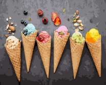 Мороженое-рожок с разными вкусами