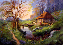 Вечер у лесной избушки