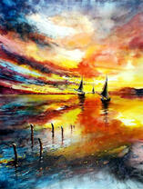 Парусники на закате