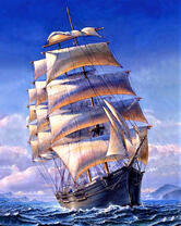 Парусник на морских волнах