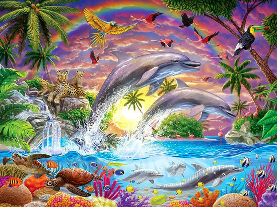 Картина по номерам 40x50 Игривые дельфины и красота моря