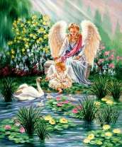 Два ангела у лебединого пруда