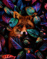 Лиса в листьях