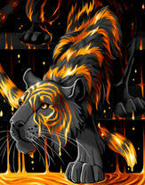 Огненный тигр в потоках лавы