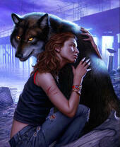 Девушка с черным волком