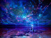 Отражение звездного неба в водах озера