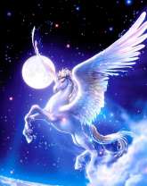 Пегас на фоне полной луны