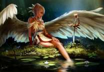 Ангел с мечом у озера