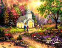 Воскресный приход у лесной церкви