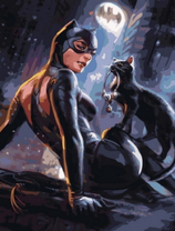 Женщина-кошка в ночном городе