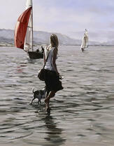 Прогулка с собакой у залива