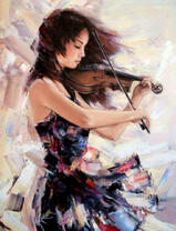 Милая девушка играет на скрипке