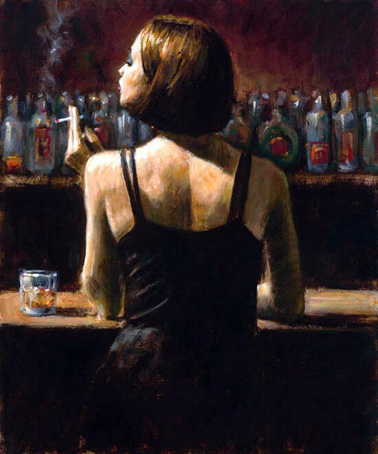 Картина по номерам 40x50 Дама с сигаретой у барной стойки